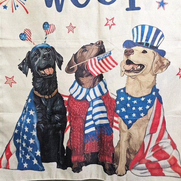 Red White & Woof House Flag 28x40 Patriotic Labradors 4th of July Dog Decor Labs - Picture 4 of 8